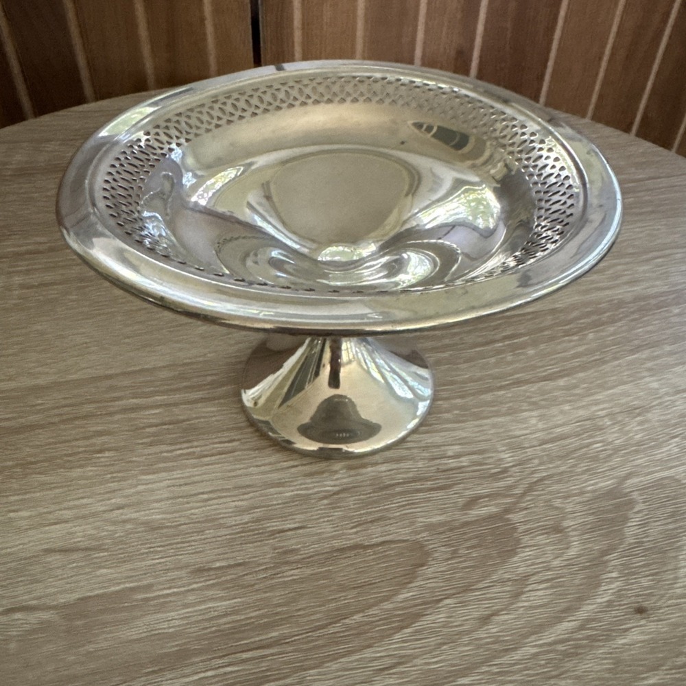 Vintage Revere Pewter  Reticulated Footed Compote Candy Nut Centerpiece Bowl